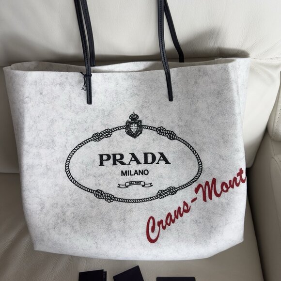 NWT PRADA Tote BAG Grey Felt 100% Authentic - Picture 3 of 12
